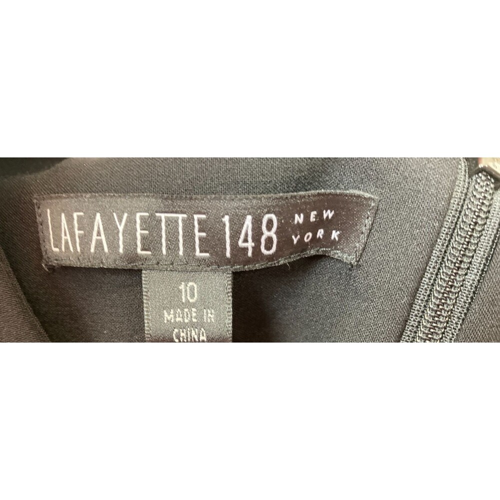 LAFAYETTE 148 Fitted Sheath Dress Size 10 Black Wool Office Business Minimalist - Picture 7 of 9